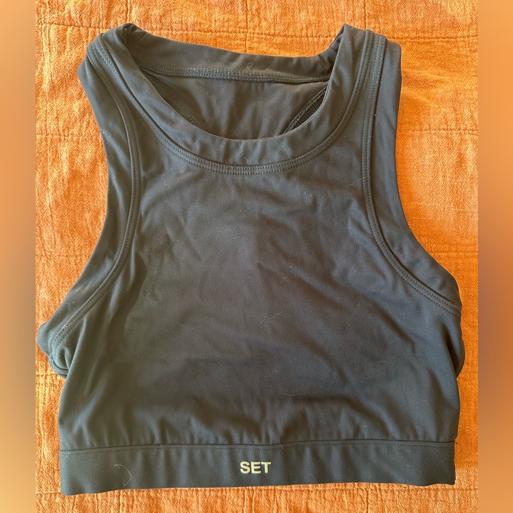 SET Active SportBody Racer Back Sports Bra Color Smoke Size M